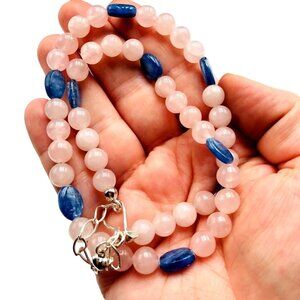 Jay King Mine Finds Womens Necklace Sterling Silver Pink Quartz Blue Pearl